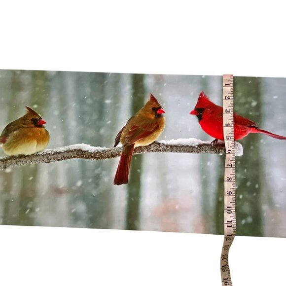 LED Lighted Cardinals Snowy Branch Canvas Wall Picture - Picture 12 of 13